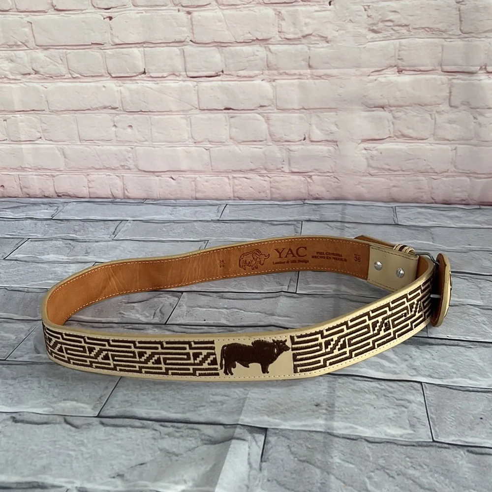 western cowgirl animal print embroidery belt size 36